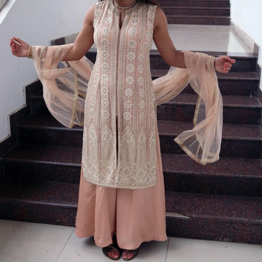 Light pink embroidered embellished Indian Pakistani sharara